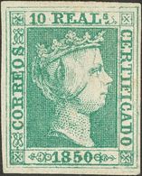 (*)5. 1850. 10 Reales Verde. Color Intenso Y Buenos Márgenes. PIEZA DE LUJO. Cert. COMEX. - Otros & Sin Clasificación