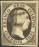 (*)6. 1851. 6 Cuartos Negro. Enormes Márgenes Y Color Muy Nítido. MAGNIFICO. Cert. COMEX. - Other & Unclassified