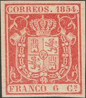 (*)24. 1854. 6 Cuartos Carmín. PIEZA DE LUJO. Cert. CEM. - Other & Unclassified