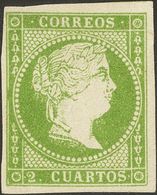 (*)47. 1855. 2 Cuartos Verde (en Nuestra Opinión Ligerísimo Pliegue No Reseñado En El Certificado). MAGNIFICO. Cert. EXF - Sonstige & Ohne Zuordnung