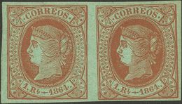 *67(2). 1864. 1 Real Castaño, Pareja. MAGNIFICA. Edifil 2014: 670 Euros - Autres & Non Classés