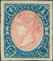 *70. 1865. 12 Cuartos Azul Y Rosa. Color Intenso. MAGNIFICO. - Altri & Non Classificati