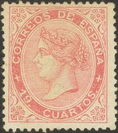 (*)90. 1867. 19 Cuartos Rosa. Muy Bien Centrado Y Color Muy Intenso. MAGNIFICO Y RARO EN ESTA CALIDAD. Cert. COMEX. - Otros & Sin Clasificación