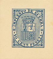 (*)142P. 1874. 10 Cts Azul. PRUEBA DE PUNZON, Sobre Cartulina Amarilla. MAGNIFICA Y RARA. (Gálvez, 168) - Sonstige & Ohne Zuordnung