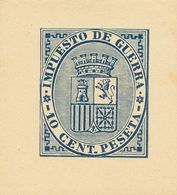 (*)142P. 1874. 10 Cts Azul. PRUEBA DE PUNZON, Sobre Cartulina Amarilla. MAGNIFICA Y RARA. (Gálvez, 168) - Autres & Non Classés
