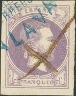 º158. 1874. 1 Real Violeta (ligero Puntito Claro). Matasello Mixto DIOS, PATRIA, REY / ALAVA, En Azul Y Trazos De Pluma. - Other & Unclassified