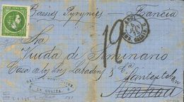 Sobre 160. 1875. 50 Cts Verde. CARACAS A AINHOA (FRANCIA), Reexpedida A SANTESTEBAN Y Circulada A Través De La Agencia P - Otros & Sin Clasificación