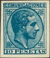 *199s. 1878. 10 Pts Azul. SIN DENTAR. MAGNIFICO Y RARO. Cert. COMEX. - Otros & Sin Clasificación