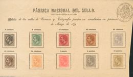 (*)200/09P. 1879. Espectacular HOJA MODELO De La Serie Completa, Con Los Colores Adoptados (alguna Erosión Propia De Est - Otros & Sin Clasificación