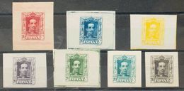 (*)316P(7). 1922. Conjunto De Siete PRUEBAS DE PUNZON, Sobre Papel Fino En Negro, Azul Oscuro, Violeta, Amarillo, Carmín - Otros & Sin Clasificación