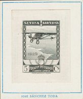 (*)448P. 1929. 5 Cts Negro. PRUEBA DE PUNZON, Sobre Cartulina De Presentación. MAGNIFICA Y MUY RARA. (Gálvez, CA71) - Altri & Non Classificati