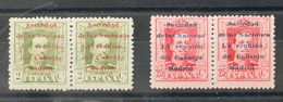 **456t, 461t. 1929. 2 Cts Verde Oliva Y 25 Cts Carmín, En Parejas. Variedad UN SELLO SIN "S" DE NACIONES. MAGNIFICOS. Ed - Other & Unclassified