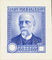 (*)657P. 1932. Sin Valor, Azul Claro (sin Pie De Imprenta). PRUEBA DE PUNZON. MAGNIFICA Y RARA. (Gálvez, 3018) - Otros & Sin Clasificación