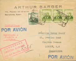 Sobre 672(3), 683. 1938. 60 Cts Verde Oliva, Tres Sellos Y 15 Cts Verde Gris. Sobre Con Membrete Arthur Barger Certifica - Autres & Non Classés