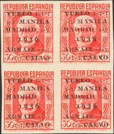 **741s(4). 1936. 30 Cts Rojo, Bloque De Cuatro. SIN DENTAR. MAGNIFICO. Edifil 2020: +680 Euros - Autres & Non Classés