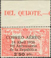 **756. 1938. 2'50 Pts Sobre 10 Cts Rojo, Borde De Hoja Con Leyenda. Excelente Centraje. MAGNIFICO. Edifil 2019: +150 Eur - Autres & Non Classés