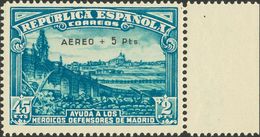 **759. 1938. AEREO+5 PTS, Bode De Hoja (Posición 20). MAGNIFICO. Cert. CEM. Edifil 2020: +700 Euros - Autres & Non Classés