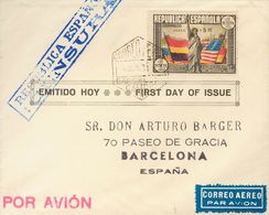 Sobre 765. 1938. AEREO+5 PTS. Sobre De Primer Día Del Correo Interior De BARCELONA. MAGNIFICA. - Otros & Sin Clasificación