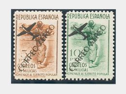 **799/00FN. 1938. 5 Pts Castaño Y 10 Pts Verde. Sobrecarga CORREO AEREO, De Iniciativa Privada. MAGNIFICO. Edifil 2015:  - Otros & Sin Clasificación