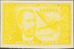 **983ccs. 1944. 5 Pts Amarillo. Variedad CAMBIO DE COLOR Y SIN DENTAR. MAGNIFICO. Edifil 2015: 750 Euros - Sonstige & Ohne Zuordnung