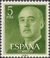 **1160cc. 1955. 5 Pts Verde Oliva. Variedad CAMBIO DE COLOR. MAGNIFICO Y RARO. Edifil 2015: 950 Euros - Autres & Non Classés