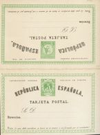 (*)EP2. 1873. 5 Cts + 5 Cts Verde Sobre Tarjeta Entero Postal, De Ida Y Vuelta. MAGNIFICA. Edifil 2019: 102 Euros - Sonstige & Ohne Zuordnung