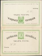 (*)EP2A. 1873. 5 Cts + 5 Cts Verde Sobre Tarjeta Entero Postal, De Ida Y Vuelta (Tipo II). MAGNIFICA Y RARA. Edifil 2020 - Otros & Sin Clasificación