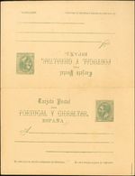 (*)EP13/14. 1884. 5 Cts Verde Sobre Tarjeta Entero Postal Y 5 Cts+5 Cts Verde Sobre Tarjeta Entero Postal, De Ida Y Vuel - Otros & Sin Clasificación