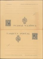(*)EP28. 1890. 15 Cts+15 Cts Azul Sobre Tarjeta Entero Postal, De Ida Y Vuelta. MAGNIFICA. Edifil 2019: 89 Euros - Altri & Non Classificati