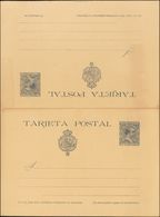 (*)EP28. 1890. 15 Cts+15 Cts Azul Sobre Tarjeta Entero Postal, De Ida Y Vuelta. MAGNIFICA. Edifil 2019: 89 Euros - Other & Unclassified