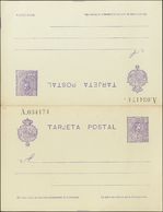 (*)EP51. 1910. 15 Cts+15 Cts Violeta Sobre Tarjeta Entero Postal, De Ida Y Vuelta. MAGNIFICA Y RARISIMA. Edifil 2020: 1. - Altri & Non Classificati