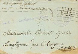 Sobre . 1938. BARCELONA A LUNGHIGNANO (CORCEGA). Marca De Franquicia Francesa Y Lineal LE C.T.LE CHEVALIER PAUL, Ambas E - Altri & Non Classificati