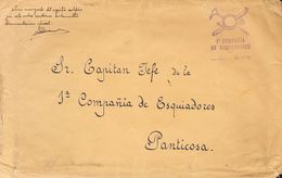 Sobre . (1937ca). Dirigida A PANTICOSA. Marca 1ª COMPAÑIA / DE ESQUIADORES, En Violeta. MAGNIFICA. - Otros & Sin Clasificación