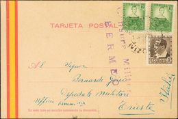 Sobre 681, 682(2). 1933. 5 Cts Castaño Negro Y 10 Cts Verde, Dos Sellos. Tarjeta Postal De BERMEO A TRIESTE, Remitida Po - Sonstige & Ohne Zuordnung