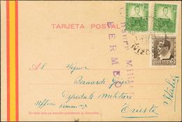 Sobre 681, 682(2). 1933. 5 Cts Castaño Negro Y 10 Cts Verde, Dos Sellos. Tarjeta Postal De BERMEO A TRIESTE, Remitida Po - Altri & Non Classificati