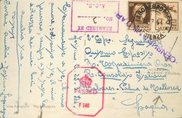 Sobre . 1944. 30 Cts Castaño (con Viñeta) De Italia. Tarjeta Postal De LAGONEGRO (ITALIA) A PALMA DE MALLORCA, Dirigida  - Altri & Non Classificati