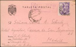 Sobre . 1943. 20 Cts Violeta. Tarjeta Postal De MIRANDA DE EBRO A MADRID, Remitida Desde El Campo De Concentración De Mi - Autres & Non Classés