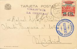 Sobre 8. 1937. 25 Cts Sobre 5 Cts Carmín. Tarjeta Postal De BENIA DE ONIS A MADRID. Matasello BENIA / (OVIEDO) Y En El F - Autres & Non Classés