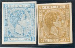 *44s, 46s. 1878. 5 Ctvos Azul Y 12½ Ctvos Castaño Amarillo. SIN DENTAR. MAGNIFICO. Edifil 2020: 75 Euros - Cuba (1874-1898)