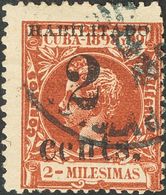 º2. 1898. 2 Ctvos Sobre 2 Mils Castaño Amarillo. Posición 3. BONITO. Cert. ECHENAGUSIA. - Autres & Non Classés