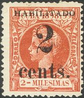 *2. 1898. 2 Ctvos Sobre 2 Mils Castaño Amarillo. Posición 4. MAGNIFICO. - Kuba (1874-1898)