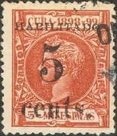 º4. 1898. 5 Ctvos Sobre 5 Mils Castaño Amarillo. Posición 5. MAGNIFICO Y RARO. Cert. ECHENAGUSIA. - Otros & Sin Clasificación