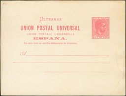 (*)EP11Ca. 1882. 2 Ctvos Carmín Sobre Tarjeta Entero Postal (manchitas). Variedad SIN TILDE EN ESPAÑA. MAGNIFICA. Edifil - Other & Unclassified