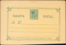 (*)EP16f. 1882. 2 Ctvos Verde Sobre Tarjeta Entero Postal. Variedad FONDO AMARILLO. MAGNIFICA. Edifil 2013: 165 Euros - Autres & Non Classés