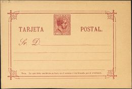 (*)EP24. 1888. 4 Ctvos Carmin Sobre Tarjeta Entero Postal. MAGNIFICA Y RARA. Edifil 2019: 220 Euros - Autres & Non Classés