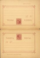 (*)EP4/5. 1889. 2 Cts Castaño Sobre Tarjeta Entero Postal Y 3 Cts+3 Cts Carmín Sobre Tarjeta Entero Postal, De Ida Y Vue - Altri & Non Classificati