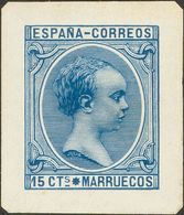 (*). (1889ca). 15 Cts Azul. PRUEBA DE PUNZON, De Un Diseño Adoptado Con Los Cartuchos Diferentes. MAGNIFICA Y RARISIMA. - Autres & Non Classés