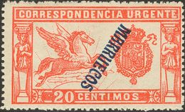 *42hi. 1914. 20 Cts Rojo. Variedad SOBRECARGA INVERTIDA. MAGNIFICO. Edifil 2018: 160 Euros - Sonstige & Ohne Zuordnung