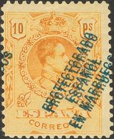 *55hh. 1915. 10 Pts Naranja. Variedad SOBRECARGA DOBLE. MAGNIFICO Y RARO. Edifil 2018: 400 Euros - Other & Unclassified