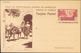 (*)EP92M. 1944. 20 Cts+5 Cts Lila Y Castaño Sobre Tarjeta Entero Postal. NºD000000, En Rojo. MAGNIFICA Y MUY RARA. Edifi - Other & Unclassified